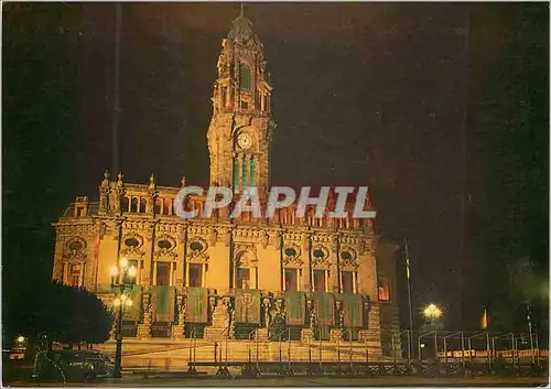 Moderne Karte 2111 porto portugal hotel de ville a porto(vue le soir)