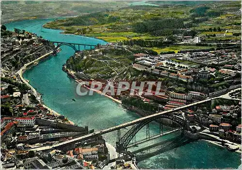 Cartes postales moderne 39c p porto ponts d luiz et d mariasur douro vue de l air