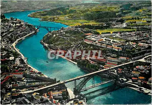 Cartes postales moderne 39 c p porto ponts d luiz et d maria sur douro vue de l air
