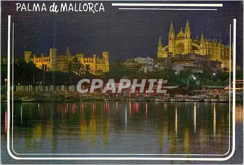 Moderne Karte Mallorca(baleares) espana palma vista nocturna de la lonja