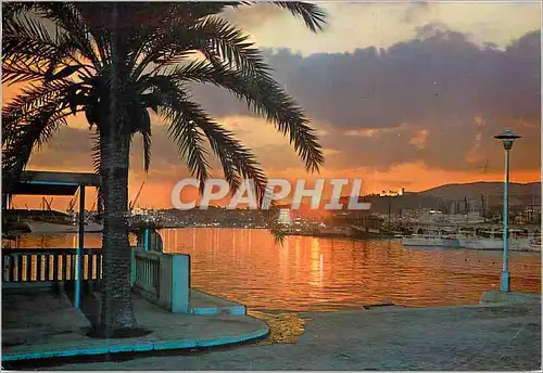 Moderne Karte Palma de mallorca n 819 coucher de soleil dans le baie