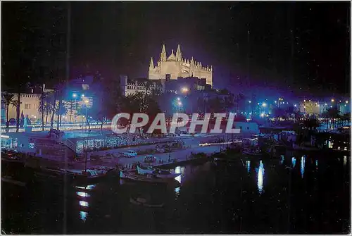 Cartes postales moderne 137 Palma de mallorca la catedral puerto de pescadores