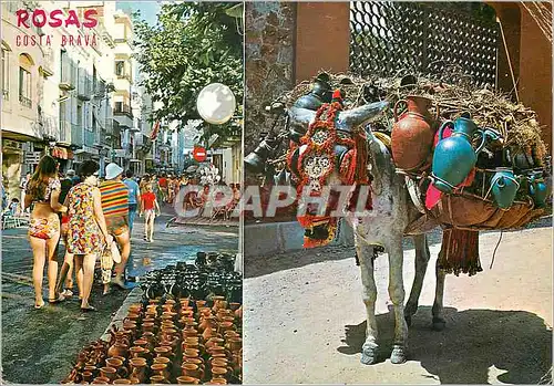 Cartes postales moderne Rosas costa brava 1165 poterie typique Ane Donkey