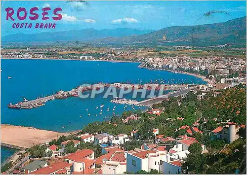 Moderne Karte Rosas costa brava r 110 port et vue partielle