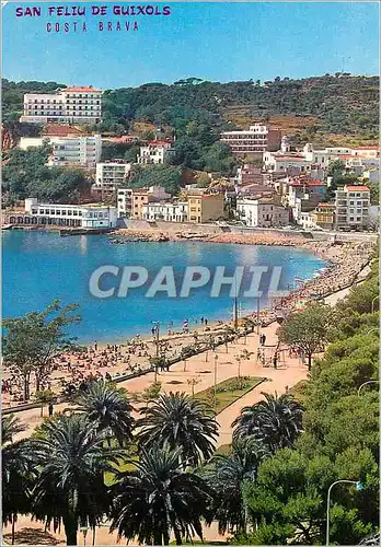 Moderne Karte Costa brava espana san feliu de guixols 762 le park des plages et le reco de garbi au fond