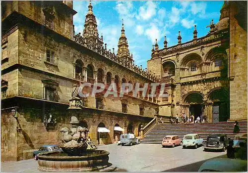 Moderne Karte Santiago de compostela fountaine et facade des platerias