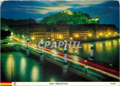 Cartes postales moderne San sebastian vue partiale nocturne