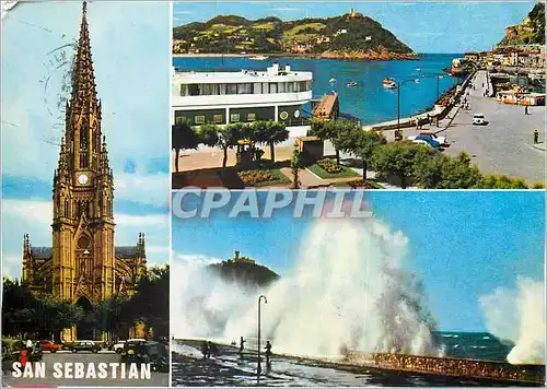 Cartes postales moderne San sebastian 39 catedral club nautico y bahia temporal