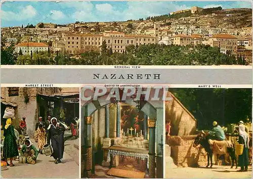 Cartes postales moderne Nazareth Ane Donkey Market street Mary's well Grotto of annunciation