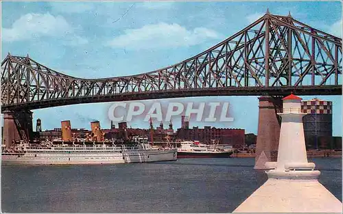 Moderne Karte Canada Montreal Le Pont Jacques-Cartier Bateaux