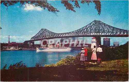 Cartes postales moderne Canada Montreal Pont Jacques-Cartier vu de l'Ile Ste Helene Bateau