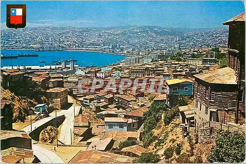 Cartes postales moderne Chile Valparaiso Vista panoramica de la ciudad y porte de la bahjo