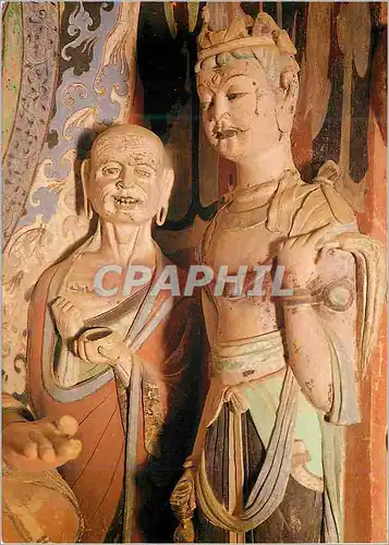 Moderne Karte China Painted Clay Sculpture Bodhisattva and Kasyapa