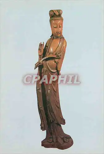 Moderne Karte China Date-wood carving of Mercy Buddha from Ming Dynasty