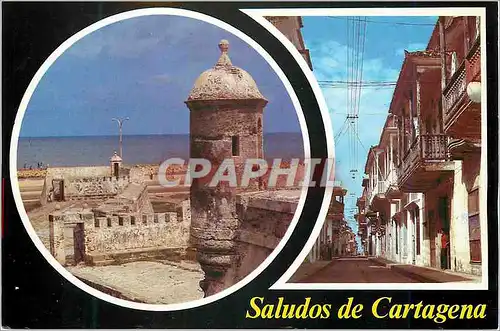 Cartes postales moderne Colombia Saludos de Cartagena Fuerte de la Tenaza Calle Colonial