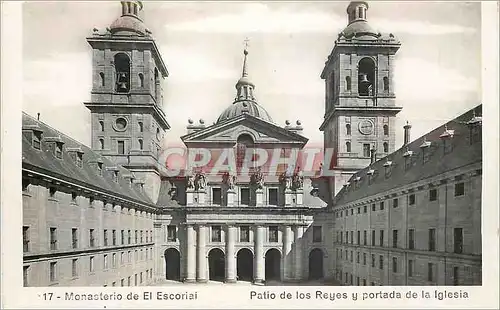 Cartes postales moderne Monasterio de Ei Escorial Patio de los Reues y Portada de la Iglesia