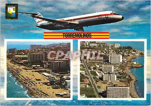 Moderne Karte Torremolinos Malaga Vues aerienne Avion