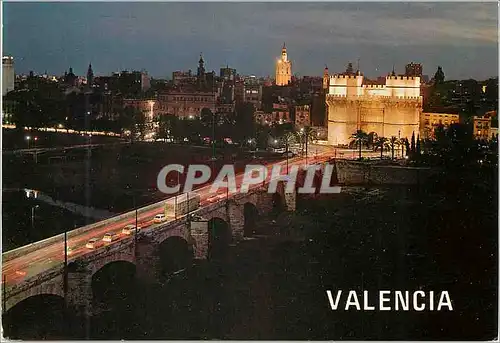 Cartes postales moderne Valencia Tours de Serranos de Nuit