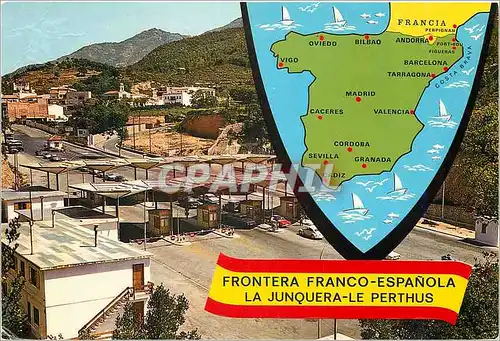 Moderne Karte Frontera Franco espanola la Junquera le Perthus
