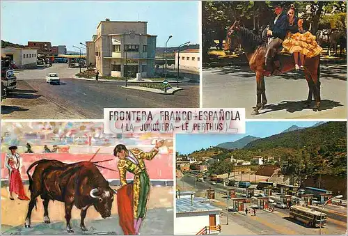Moderne Karte Frontera Franco espanola la Junquera le Perthus Taureau Corrida