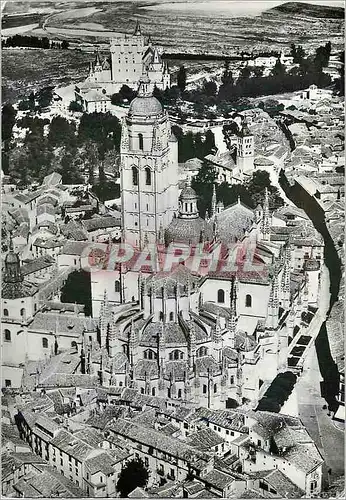Moderne Karte Segovia la Cathedrale et Alcazar Vue air