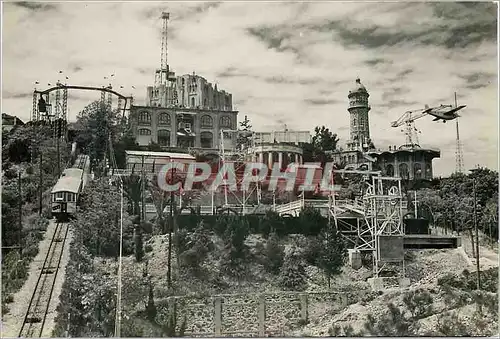 Cartes postales moderne Barcelona Cumbre del Tibidabo Funiculaire Train Avion