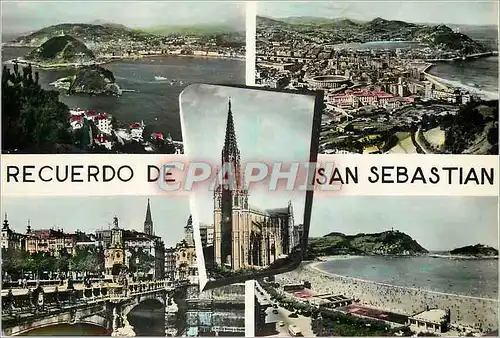 Moderne Karte San Sebastian Vue generale depuis de Mont Ulia La Baie depuis le Mont Igueldo Baleaire de la Per