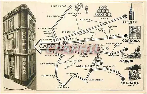 Cartes postales moderne Cadiz Hotel Roma Sucursal Hotel Loreto