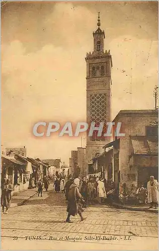 Cartes postales Tunis Rue et Mosquee Sidi El Bechir