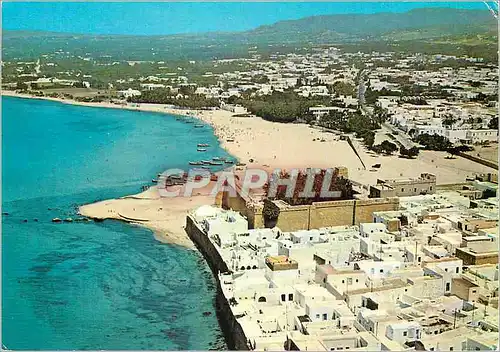 Cartes postales moderne Hammamet Tunisie Le fort et la plage vus d'Avion