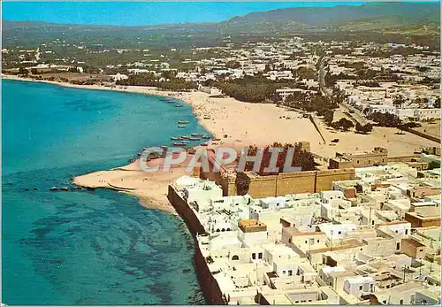 Moderne Karte Hammamet Tunisie Le Fort et la plage vus d'Avion