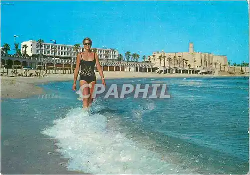 Cartes postales moderne Monastir Tunisie L'hotel Esplanade la plage le Ribat