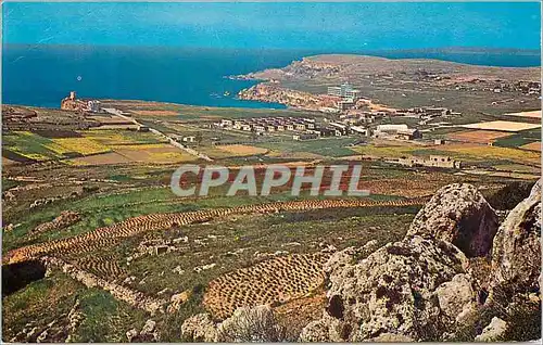 Moderne Karte Malta Ghajn Tuffieha Sands and Cote d Or Hotels in the background