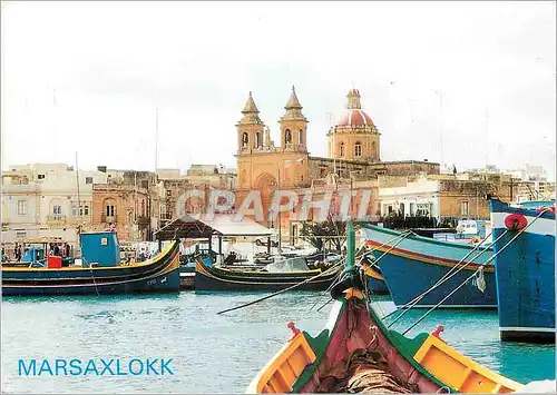 Moderne Karte Marsaxlokk Bateaux de peche