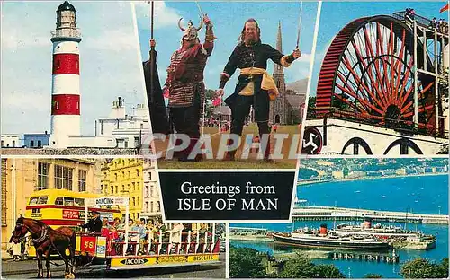 Moderne Karte Greeting from Isle of Man Viking Bateau