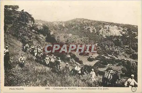 Cartes postales Campagne du Maroc Rayitaillement d'un poste Militaria