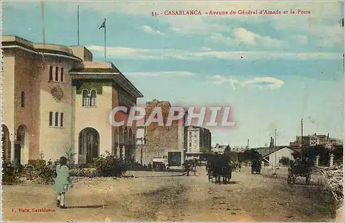 Cartes postales Casablanca Avenue du General d'Amade et la Poste