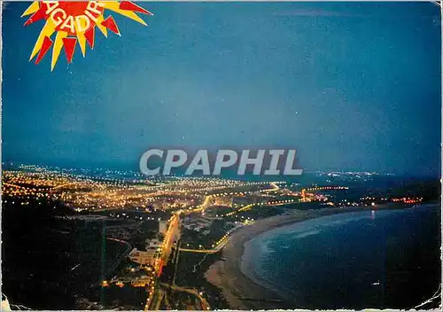 Moderne Karte Agadir Vue panoramique de la baie la nuit