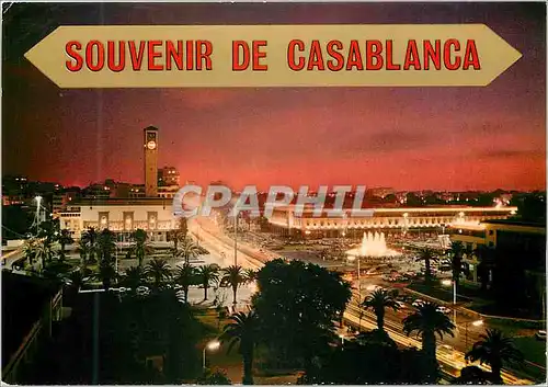 Cartes postales moderne Casablanca Place des Nations Unies la nuit