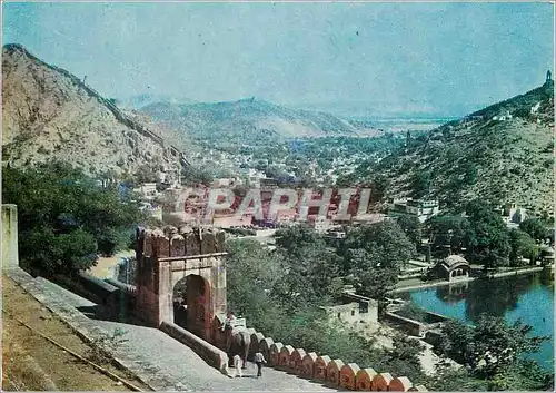 Cartes postales moderne Jaipur India Amber Township and Lake viewed from Amber Palace