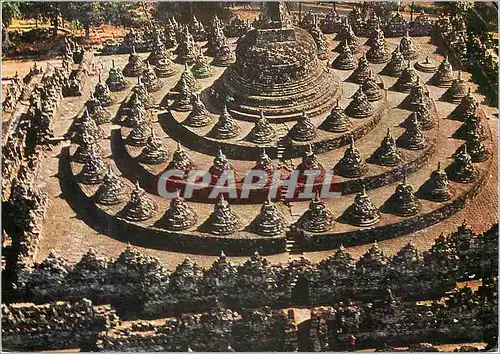 Moderne Karte Borobudur the biggest Buddhist temple in Central Java Indonesia