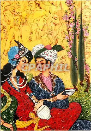 Moderne Karte A Persian Miniature Polo Chevaux