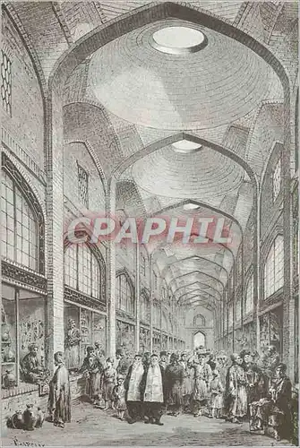 Moderne Karte Aakil Bazzar in Shiraz Niello Painting