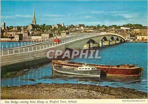 Moderne Karte New bridge crossing river Slaney at Wexford Town Ireland Bateaux