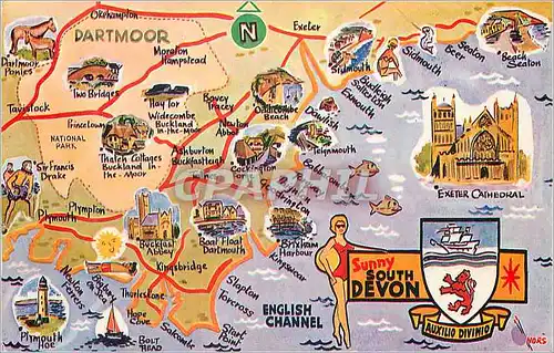 Cartes postales moderne Scenic map of South Devon
