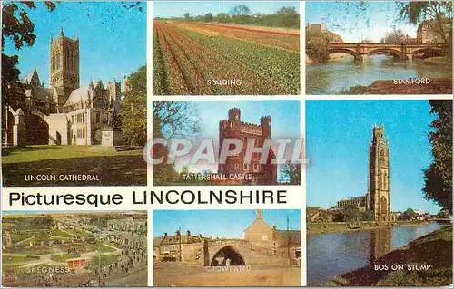 Moderne Karte Pitturesque Lincolnshire Lincoln Cathedral Spalding Stamford Tattershall Castle