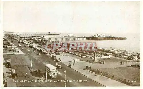 Moderne Karte The West and Palace Piers and Sea Front Brighton