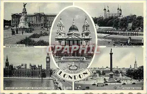 Moderne Karte Buckingham palace and Queen Victoria Memorial Tower of London and River Thames St Pauls Cathedra