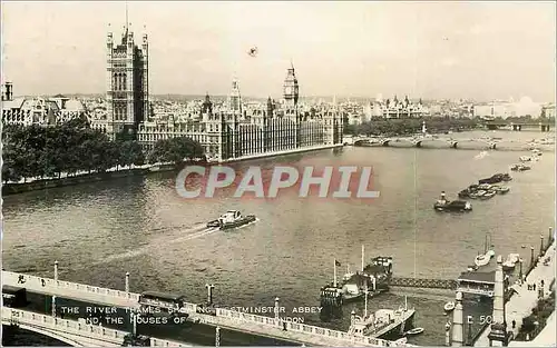 Moderne Karte The River Thames shown and Westminster ABbey and the Houses of Parliament London