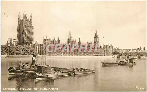 Cartes postales moderne London Houses of Parliament Bateaux